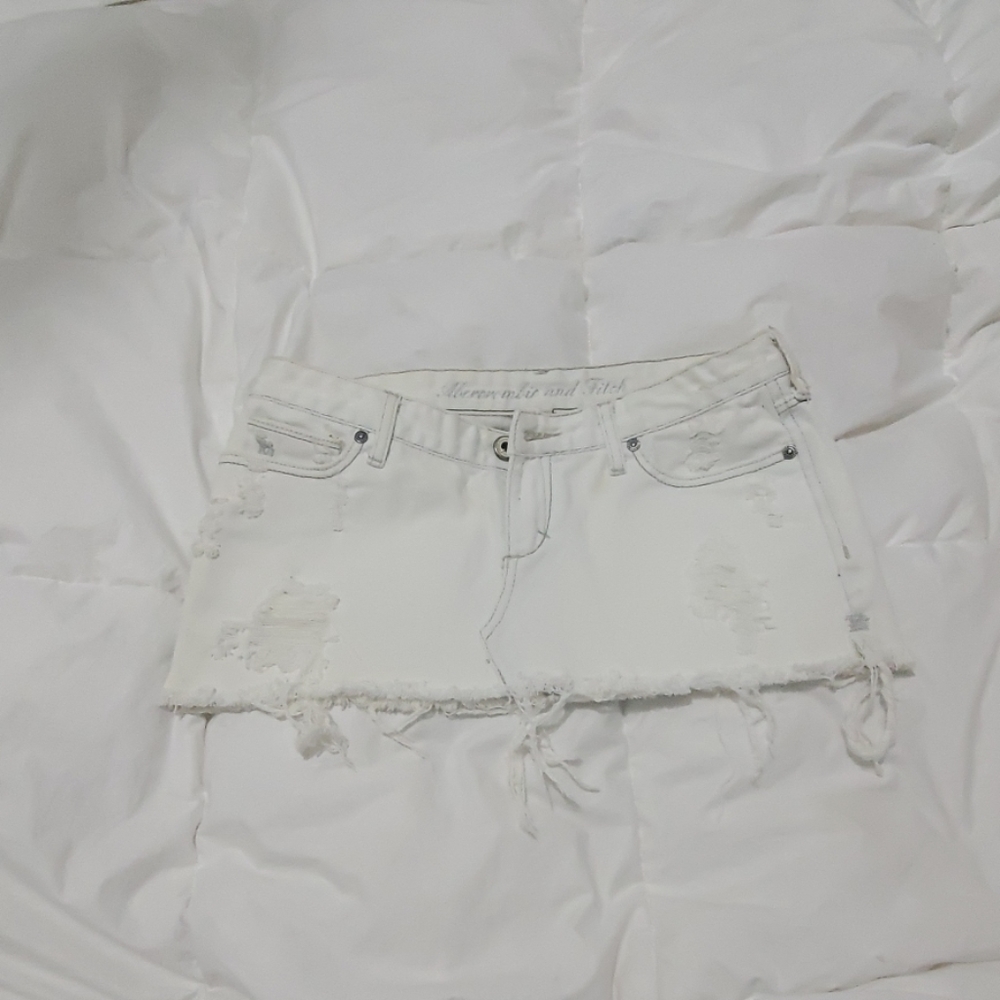 Abercrombie and Fitch White Mini Jean Skirt